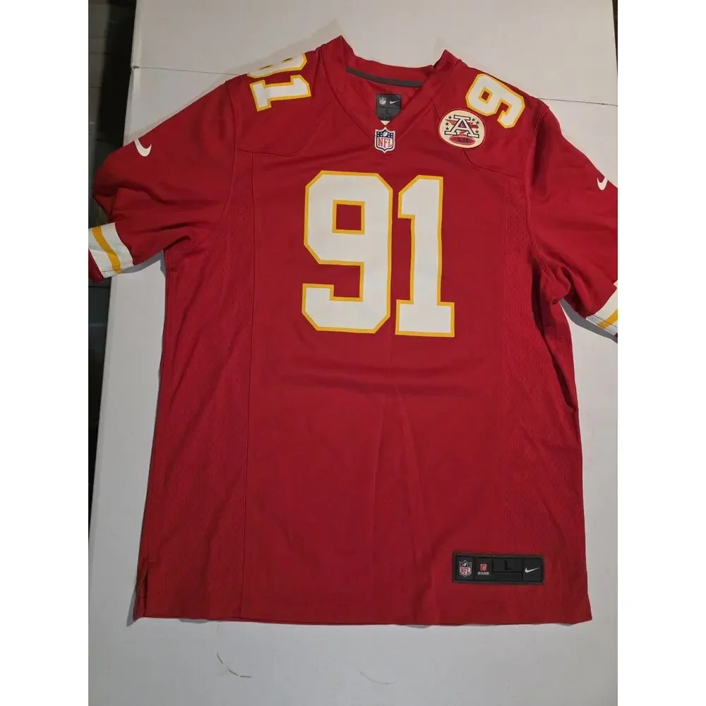 Kansas City Chiefs Nike On Field Jersey NFL Tamba Hali #91 Men’s L Red